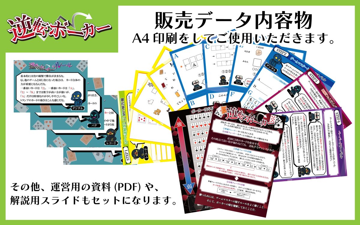 協力型レクリエーションゲーム「逆転ポーカー」内容物