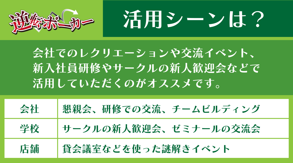 レクリエーションゲーム「逆転ポーカー」の活用シーン