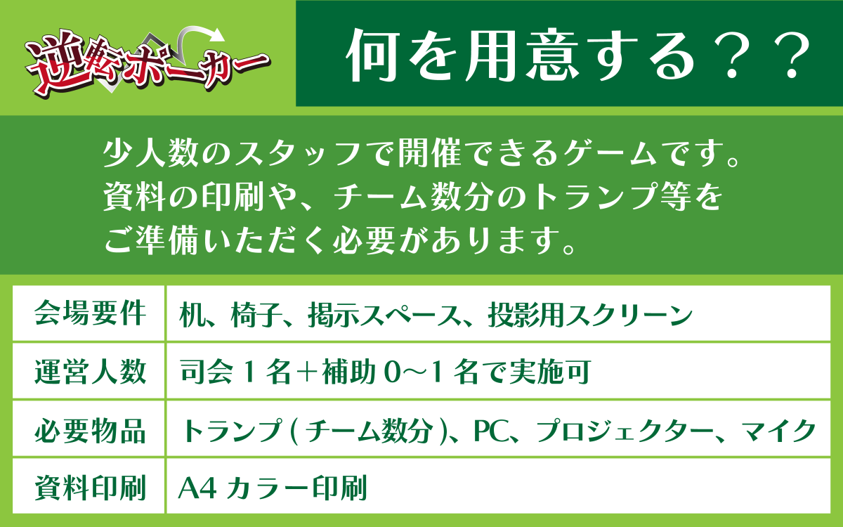 レクリエーション「逆転ポーカー」の準備物